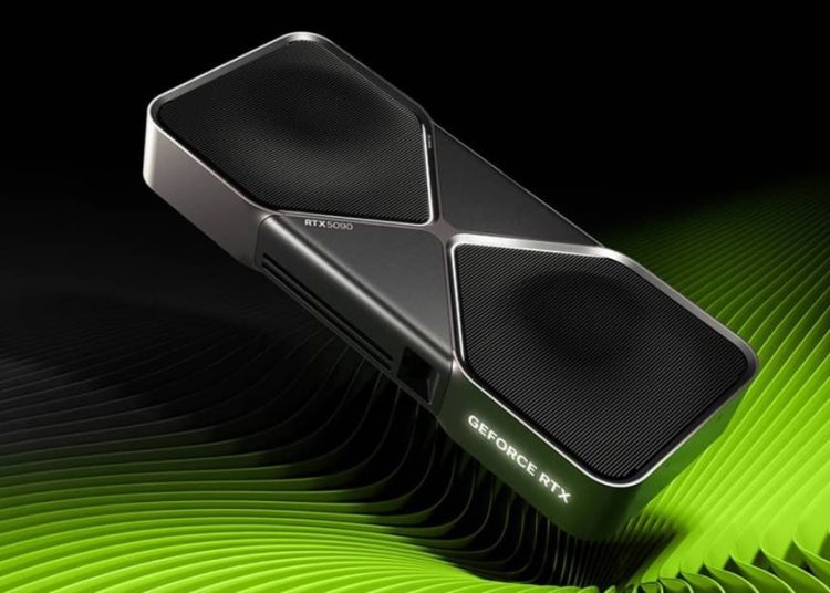 Kartu grafis Nvidia GeForce RTX 5090 dilihat dari depan