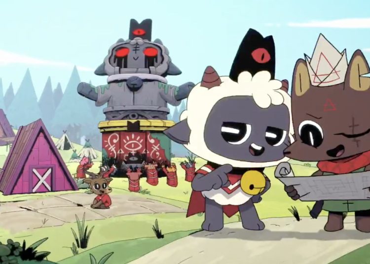 Ilustrasi Nintendo Switch 2 dengan tulisan Cult of the Lamb