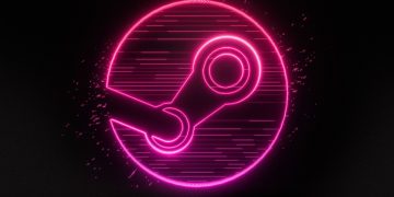 Logo Steam di layar komputer dengan latar belakang gelap