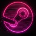 Logo Steam di layar komputer dengan latar belakang gelap